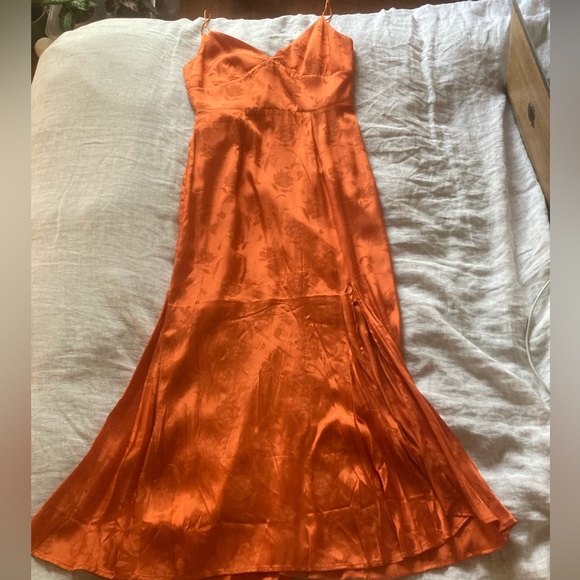 Revolve x Sau Lee Orange Floral Jacquard Dress - Picture 7 of 11